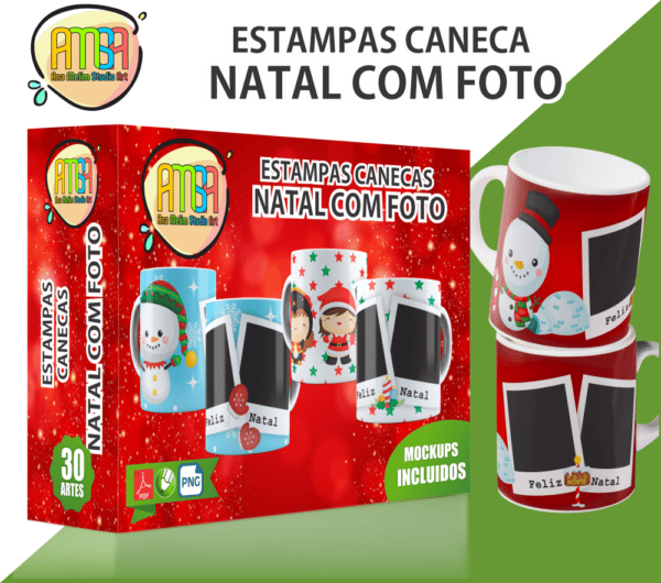 Pack Natal Foto Caneca Ana Melim Studio Art