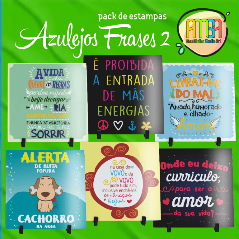 PACK FRASES 2 AZULEJOS Ana Melim Studio Art