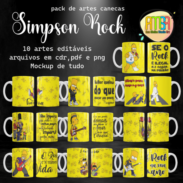 Estampas Simpson Rock Canecas Ana Melim Studio Art