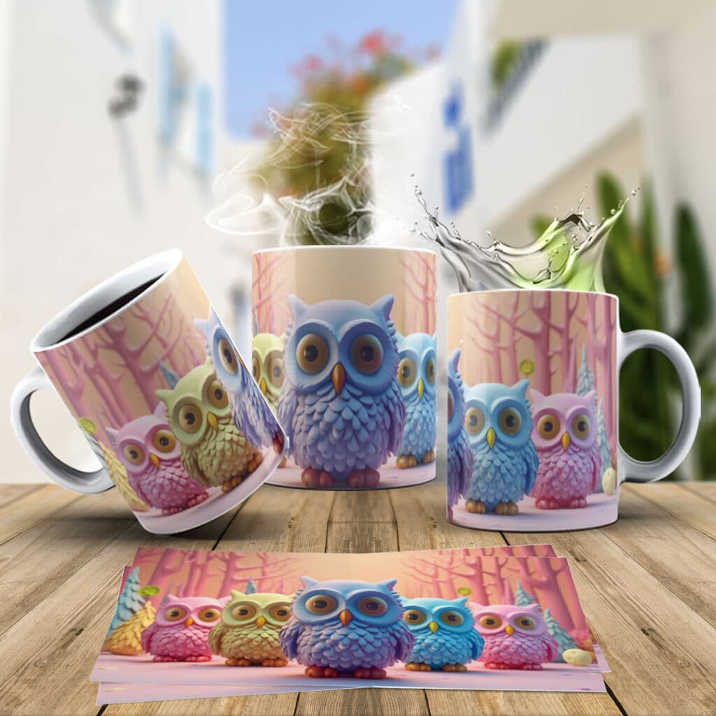 Estampas Corujas D Canecas Ana Melim Studio Art