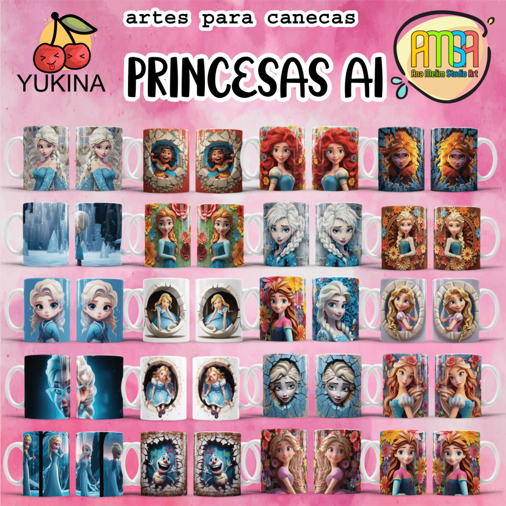 Estampas Princesas Ai Canecas Yukina Ana Melim Studio Art