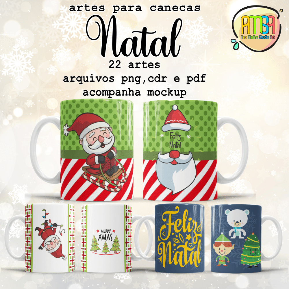 Estampas Natal Canecas Ana Melim Studio Art