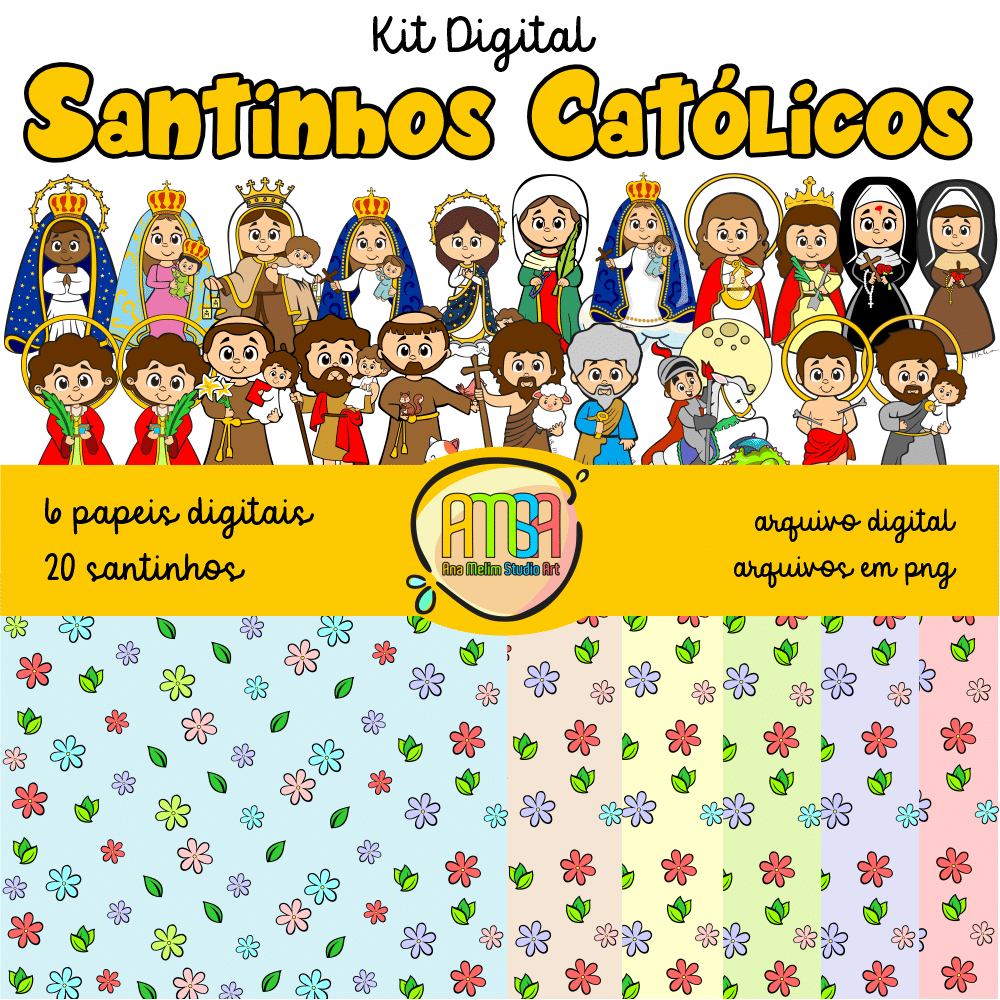 Kit Digital Santinhos Cat Llicos Ana Melim Studio Art