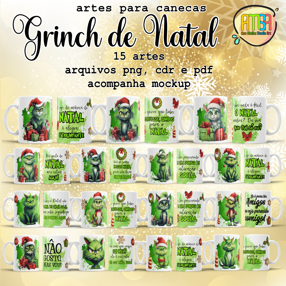 Estampas Grinch De Natal Canecas Ana Melim Studio Art